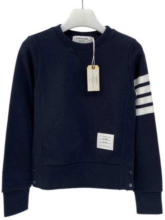 Engineered 4 Bar Stripe Loopback Jersey Knit Crewneck Sweatshirt Navy - THOM BROWNE - BALAAN 7