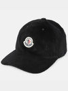 Logo Patch Corduroy Ball Cap Black - MONCLER - BALAAN 2