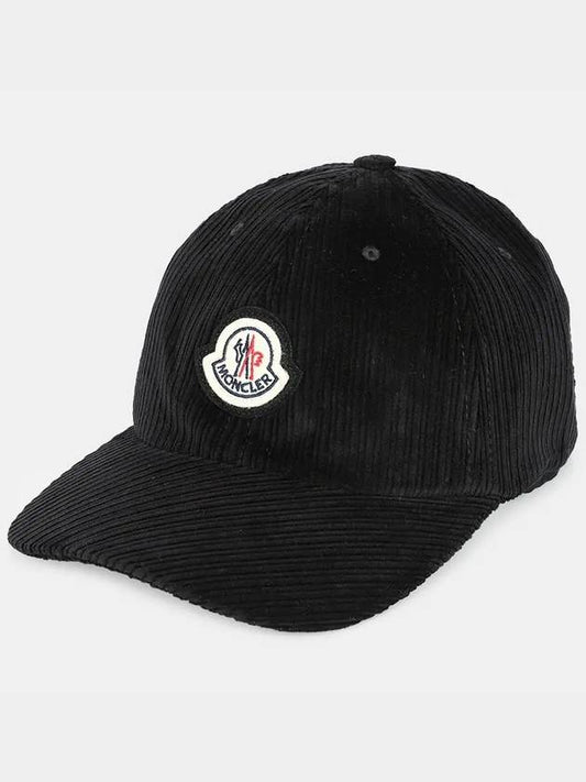 Logo patch corduroy Corduroy ball cap black - MONCLER - BALAAN 2