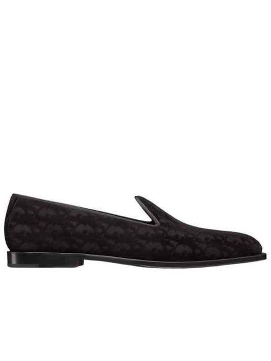 Timeless Oblique Velvet Loafers Black - DIOR - BALAAN.