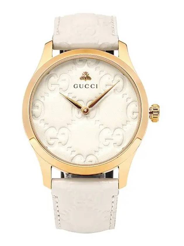 G Timeless Leather Watch White - GUCCI - BALAAN 3