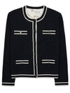 Kendra Button-Up Crew Neck Cardigan Black - TORY BURCH - BALAAN 2