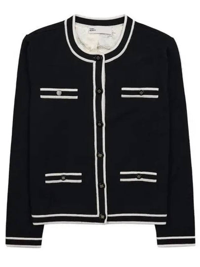 Kendra Button-Up Crew Neck Cardigan Black - TORY BURCH - BALAAN 2