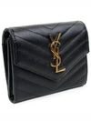 Matelasse Monogram Quilted Flap Half Wallet Black - SAINT LAURENT - BALAAN 3