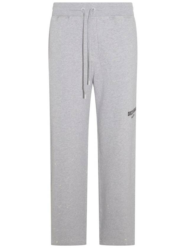 Small Logo Print Cotton Jersey Track Pants Grey - DOLCE&GABBANA - BALAAN 1