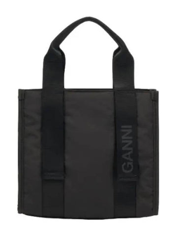 Small recycled tech tote bag black handbag - GANNI - BALAAN 1