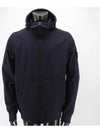 Men's Wappen Patch Softshell Zip Up Hoodie Navy - STONE ISLAND - BALAAN 3