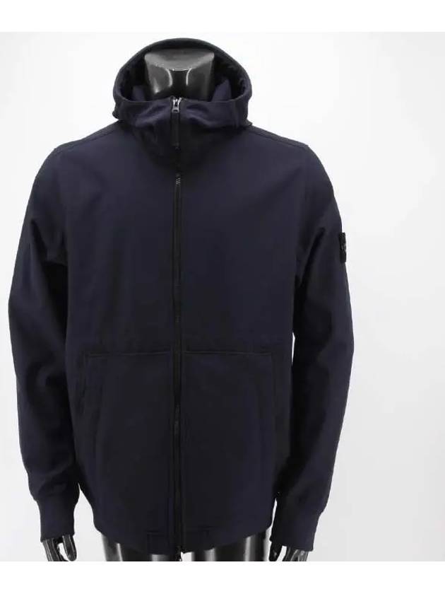 Men's Wappen Patch Softshell Zip Up Hoodie Navy - STONE ISLAND - BALAAN 3