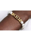 CD Crystal Pearls Gold Finish Brass Bracelet White - DIOR - BALAAN 3