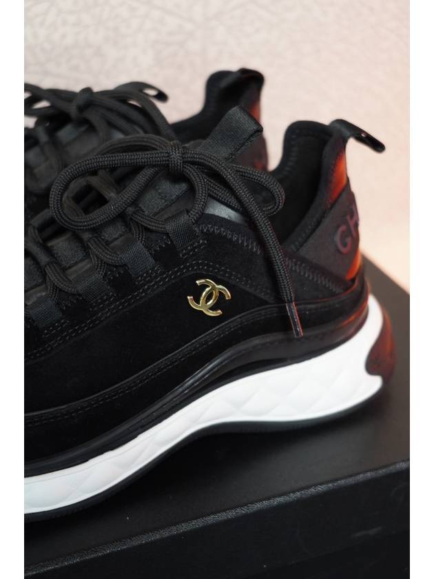 Mixed Fiber Suede Low Top Sneakers Black - CHANEL - BALAAN 7