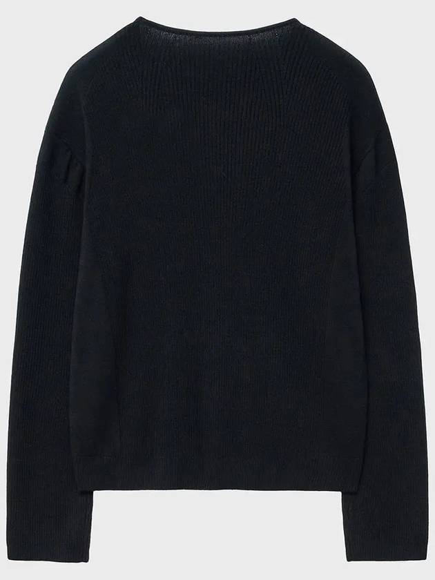 Micro ribbed square neck knit black - NOIRER - BALAAN 10