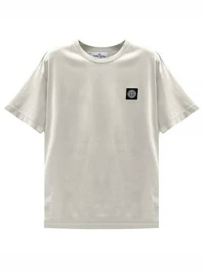 Cotton Jersey Slim Fit Short Sleeve T Shirt Mastic White - STONE ISLAND - BALAAN 2