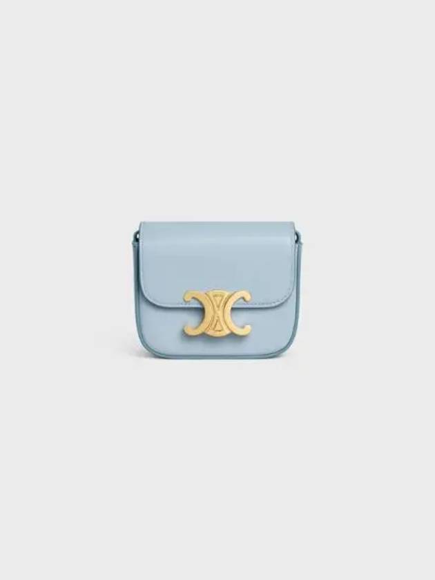 Triomphe Small Shiny Calfskin Cross Bag Light Blue - CELINE - BALAAN 1