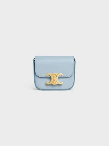 Triomphe Small Shiny Calfskin Cross Bag Light Blue - CELINE - BALAAN 1