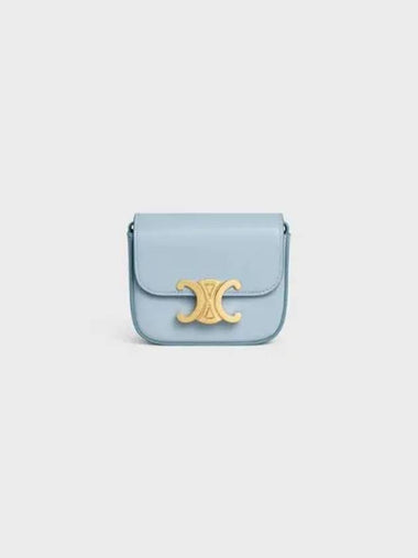 Triomphe Small Shiny Calfskin Cross Bag Light Blue - CELINE - BALAAN 1