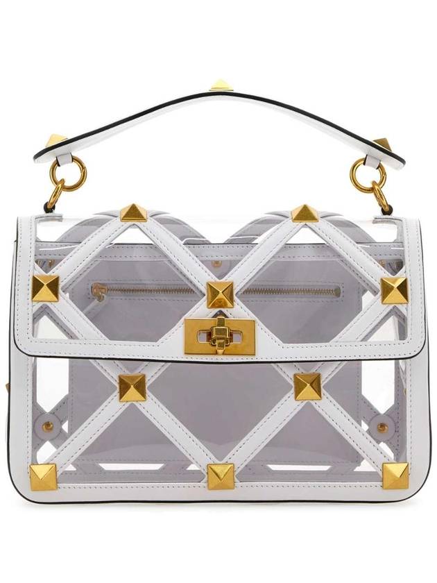 WHITE White polymeric material and leather large Roman Stud handbag 2W2B0I60SEA YL0 - VALENTINO - BALAAN 1