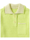 Le Maille Arco Contrasted Cropped Knit Polo Shirt Light Green - JACQUEMUS - BALAAN 5