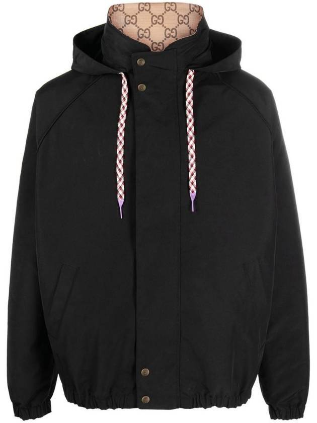 Reversible All Over Harrington Zip-Up Jacket Beige Black - GUCCI - BALAAN 1