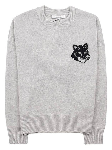 Maison Kitsune Women's Foxhead Logo Knit LW00815KT1063 LGM - MAISON KITSUNE - BALAAN 1