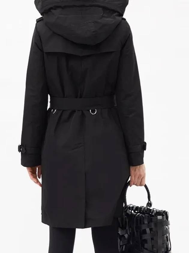 Detachable Hood Teffeta Kensington Trench Coat Black - BURBERRY - BALAAN 7