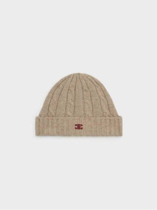 Triomphe Cable Knit Beanie Light Taupe - CELINE - BALAAN 2