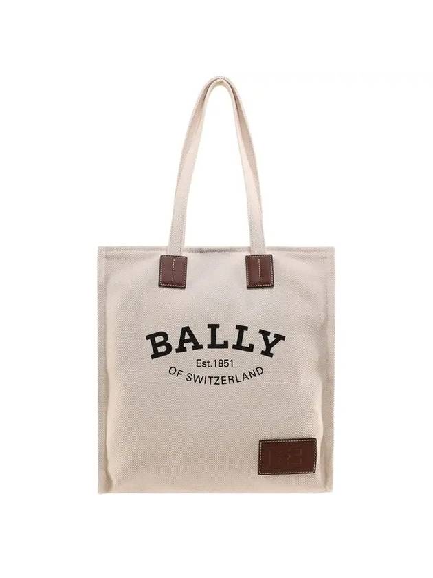 Crystalia Logo Fabric Tote Bag White - BALLY - BALAAN 1