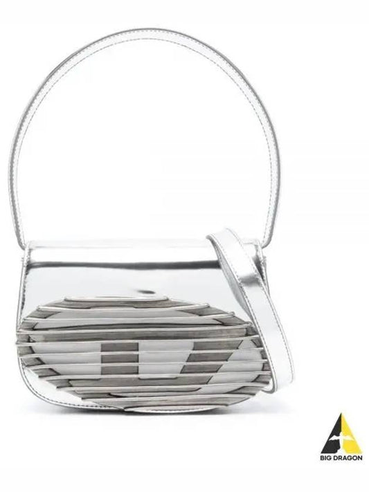 Women 1DR Metallic Leather Shoulder Bag Silver - DIESEL - BALAAN 2