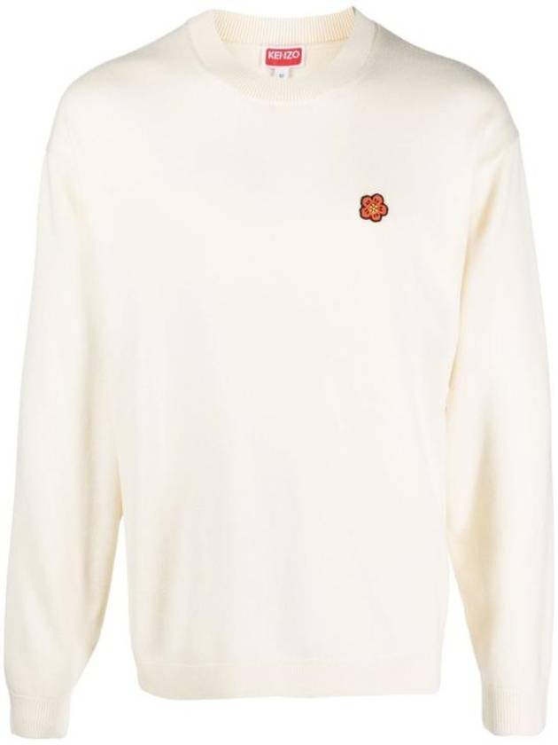 Boke Flower Wool Crew Neck Knit Top White - KENZO - BALAAN 2