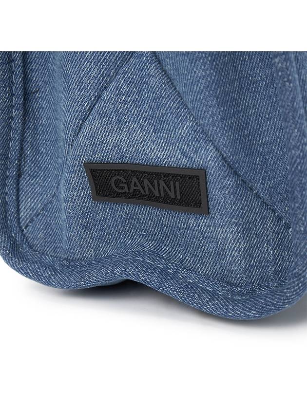 Recycle Tech Small Denim Tote Bag Blue - GANNI - BALAAN 9