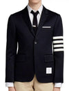 4 Bar Armband Cotton Blazer Jacket Navy - THOM BROWNE - BALAAN 2