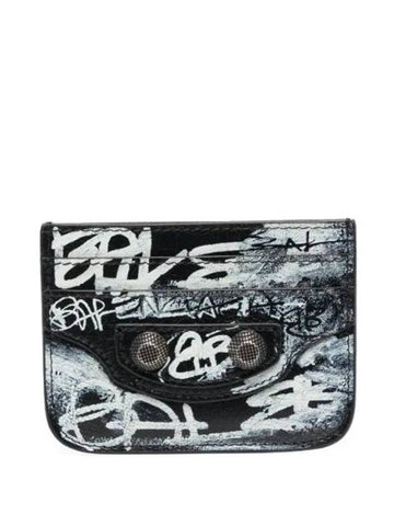 Le Cagole Graffiti Card Wallet Black - BALENCIAGA - BALAAN 1