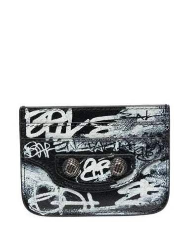 Le Cagole Graffiti Card Wallet Black - BALENCIAGA - BALAAN 1