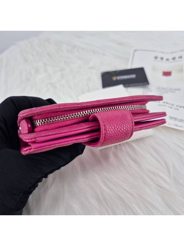 Caviar zipper half wallet pink - CHANEL - BALAAN 6