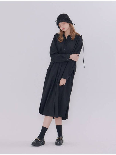 Ribbon Shirt Rayon Long Dress Black - METAPHER - BALAAN 2