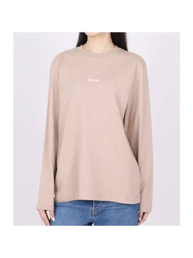 Micro Logo Long Sleeve T-Shirt Beige - MSGM - BALAAN 1