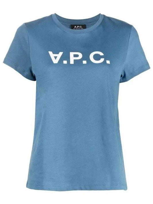 VPC Logo Organic Cotton Short Sleeve T-Shirt Blue - A.P.C. - BALAAN 2