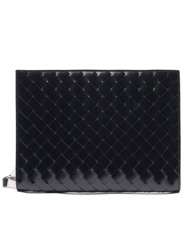 Intrecciato Brushed Strap Clutch Bag Black - BOTTEGA VENETA - BALAAN 5