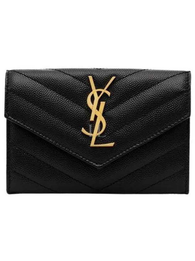 Monogram Envelope Small Half Wallet Black Gold - SAINT LAURENT - BALAAN 2