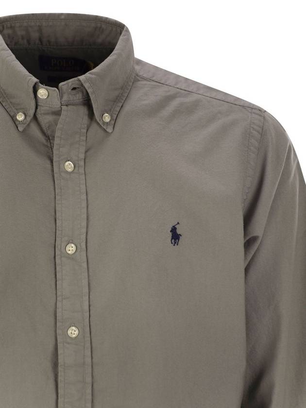 Men's Garment Dyed Oxford Long Sleeve Shirt Perfect Gray - POLO RALPH LAUREN - BALAAN 5