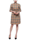 Vintage Check Stretch Cotton Tie-Waist Shirt Dress Beige - BURBERRY - BALAAN 4