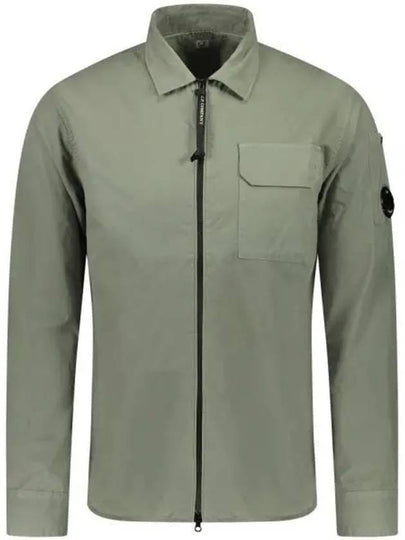 Gabardine Zip Up Long Sleeve Shirt Green - CP COMPANY - BALAAN 2