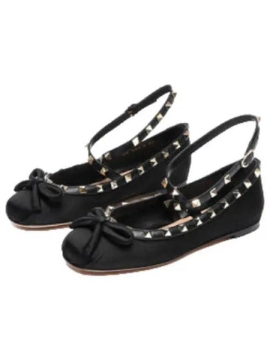 Rockstud satin ballerina shoes - VALENTINO - BALAAN 1