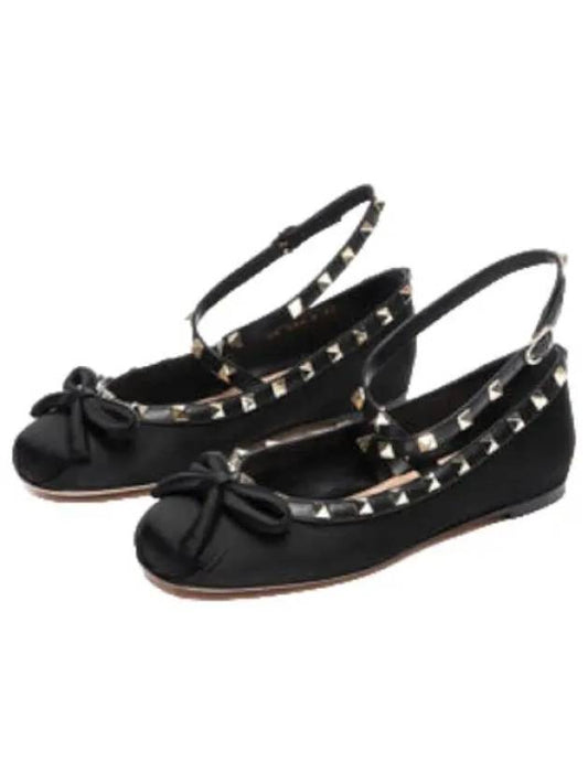 Rockstud Satin Ballerina Shoes Women s - VALENTINO - BALAAN 1