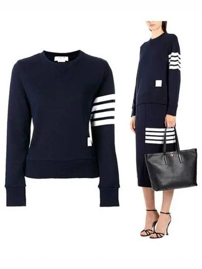 Engineered 4 Bar Stripe Loopback Jersey Knit Crewneck Sweatshirt Navy - THOM BROWNE - BALAAN 2