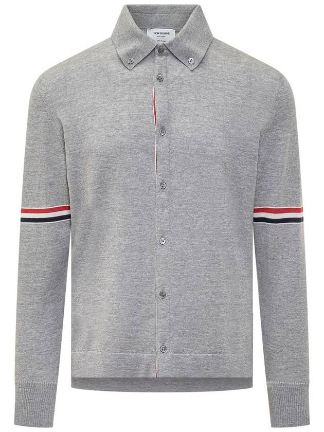 Merino Wool Armband Long Sleeve Shirt Grey - THOM BROWNE - BALAAN 3