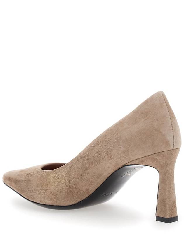 Beige Pumps With Geometric Heel In Suede Woman - POLLINI - BALAAN 3