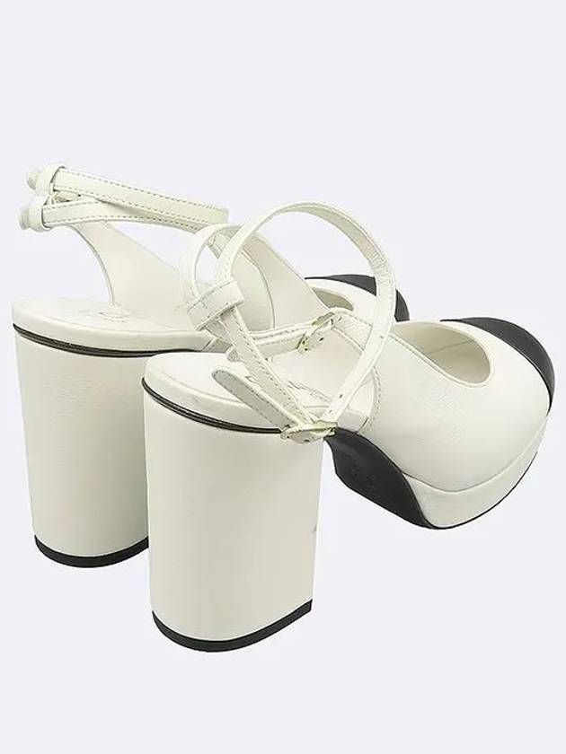 G45312 White Color Leather Slingback Women s Shoes Size 38 - CHANEL - BALAAN 5