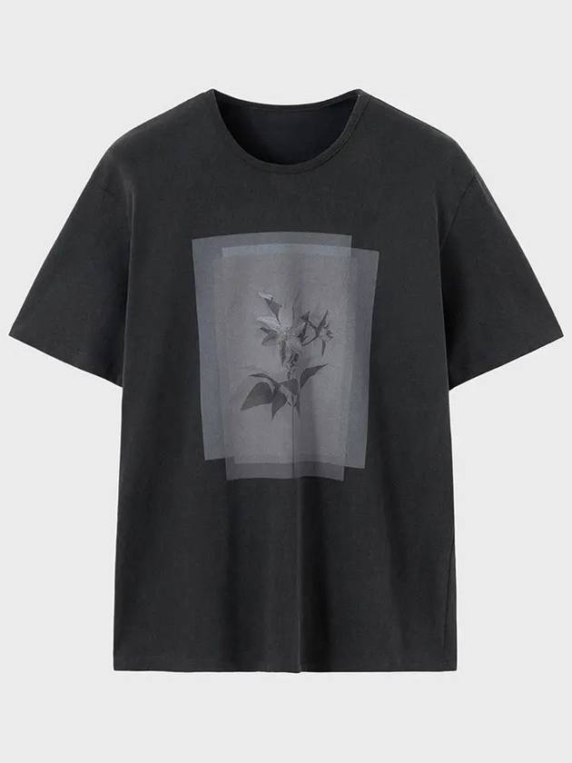 Layer Flower Print Short Sleeve T-Shirt Grey - NOIRER - BALAAN 3