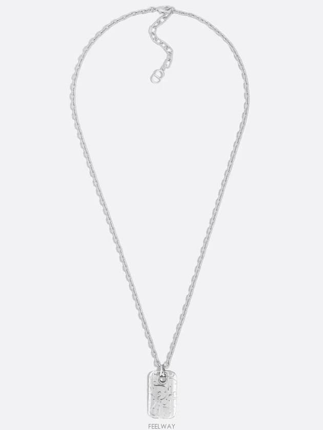 Oblique Plate Pendant Necklace Silver - DIOR - BALAAN 3