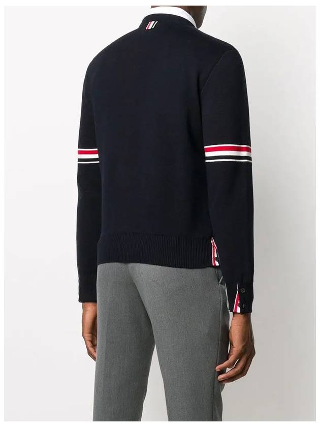 Men's Milan Stitch Armband Crew Neck Knit Top Navy - THOM BROWNE - BALAAN 6